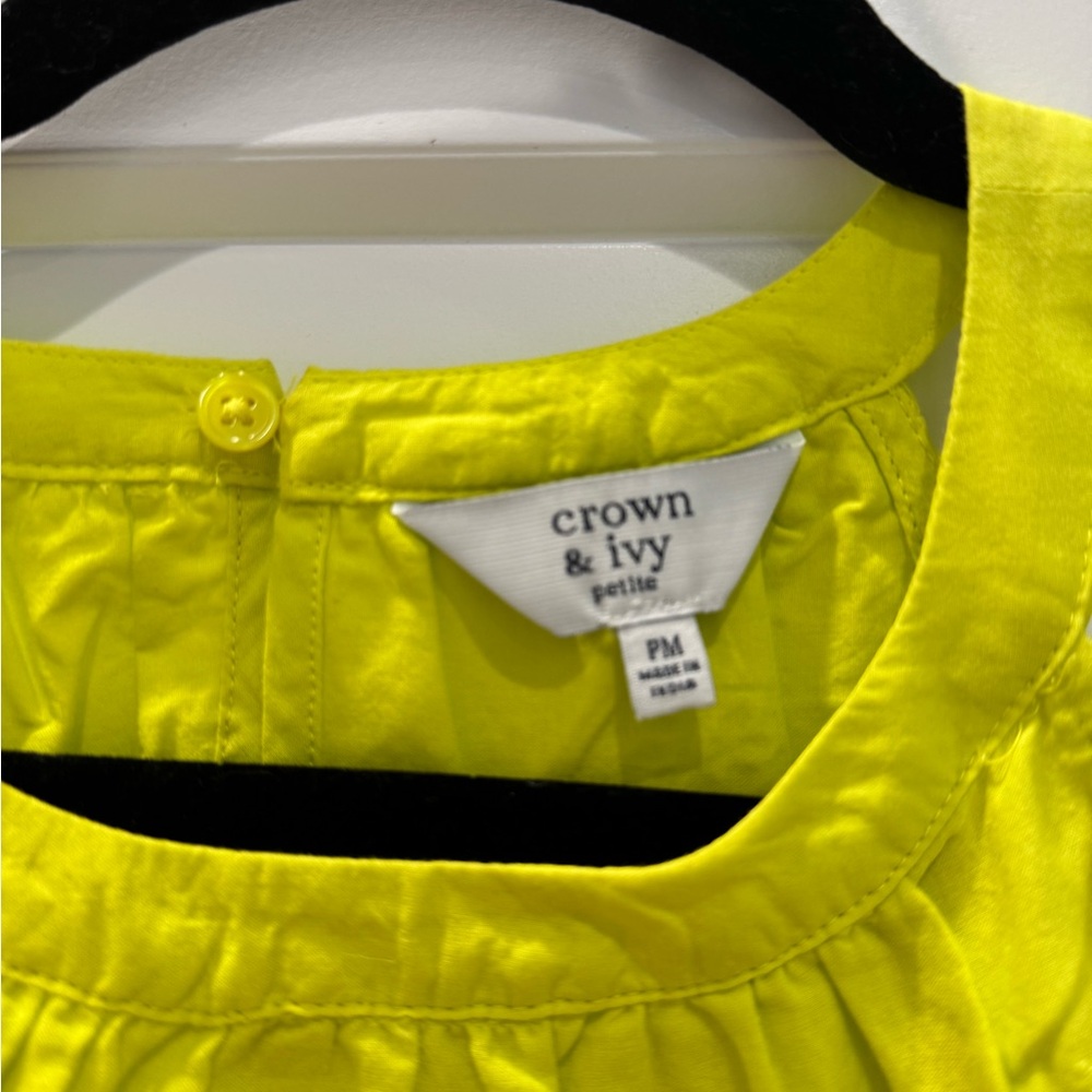 Crown & Ivy |Petite Neon Yellow Eyelet Peplum Tank | PM - Picture 5 of 6